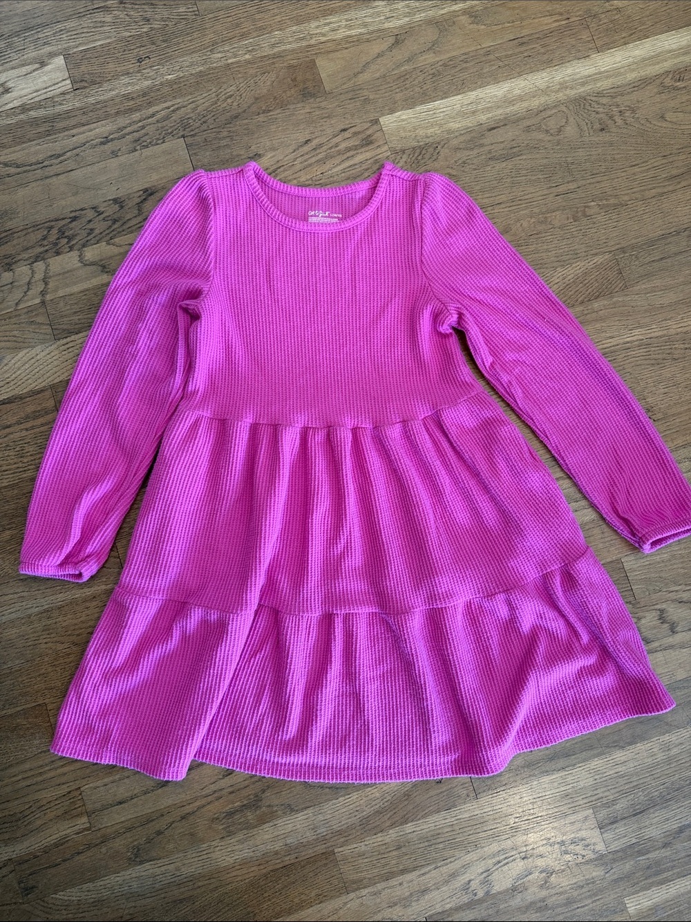 Cat & Jack Hot Pink Ribbed Knit Dress for Girls size large 10/12